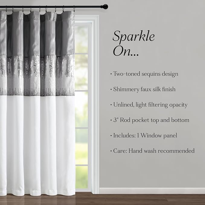 Lush Decor Night Sky Window Curtain Panel, Single 100"W x 84"L Gray & White - Image 7