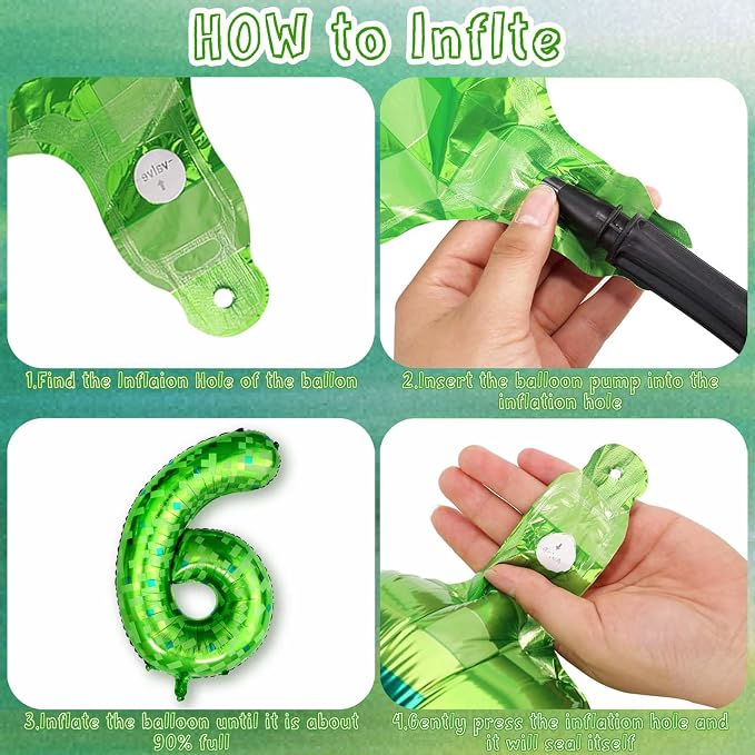 40 Inch Lime Green Pixel Number 16 Balloon, Level 16 Boy Gamer Decor | 40" - Image 4