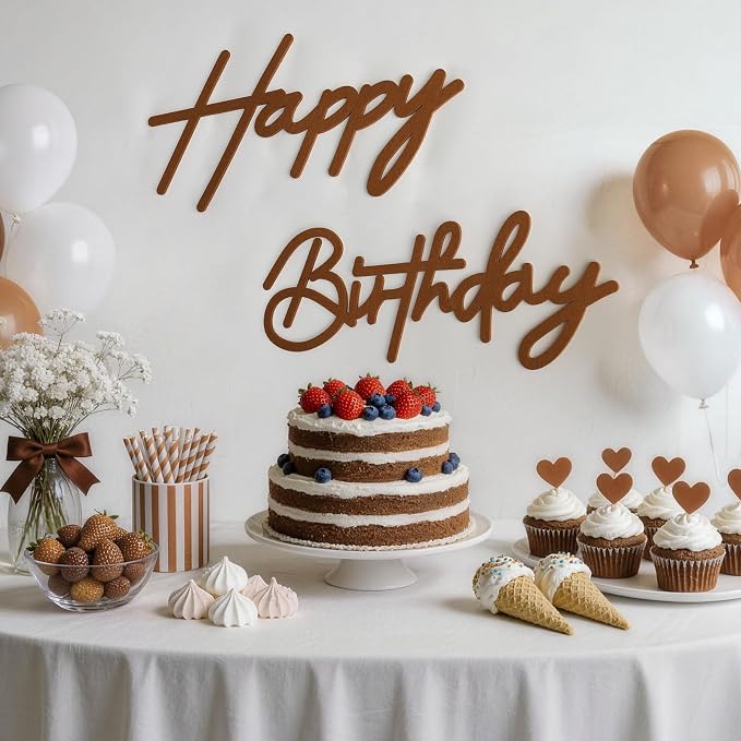 Brown Happy Birthday Sign for Backdrop - Image 4