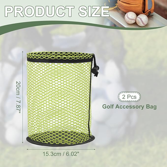 Golf Ball Storage Bag Nylon Mesh Golf Pouch with Adjustable Drawstring Closure for Balls Outdoor Sports Supplies