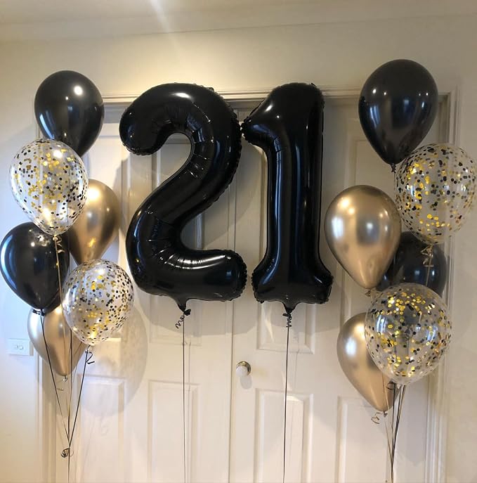 40 Inch Black 21 Number Balloons Giant Jumbo Huge 12 or 21 Foil Mylar Helium - Image 5