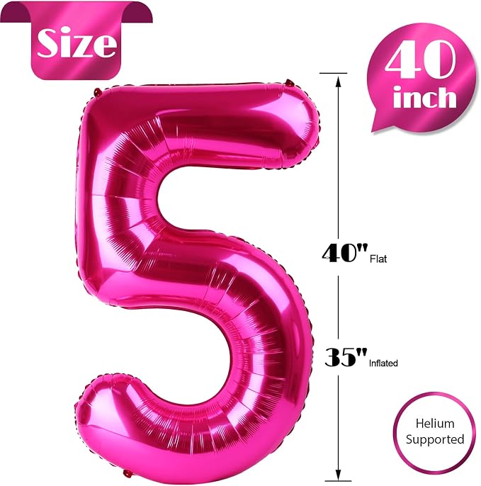 Hot Pink 5 Balloon - Image 5