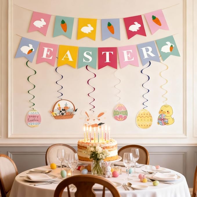 Easter Party Decorations, Easter Banner Spring Bunny Garland Banner - Image 5