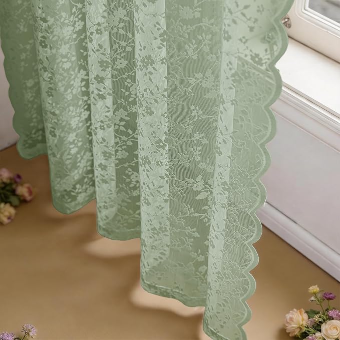 Anmao Vintage Lace Sheer Curtains 63 Inches Long - Image 9