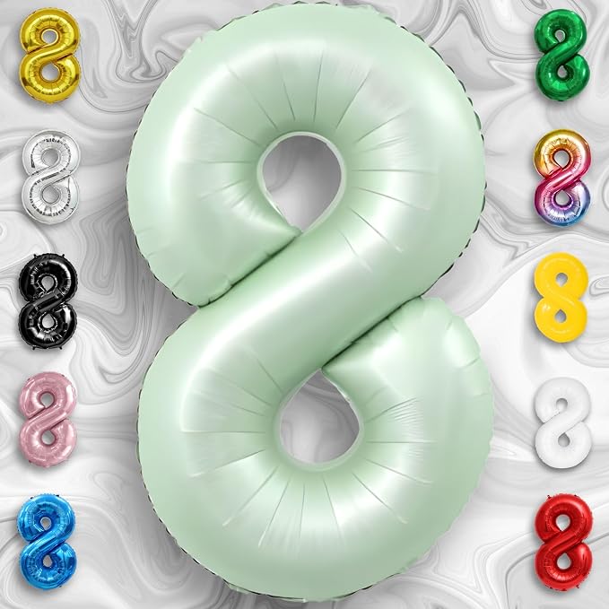 Green Number Balloon 8 Mylar Foil Balloons 32 inch - Image 3