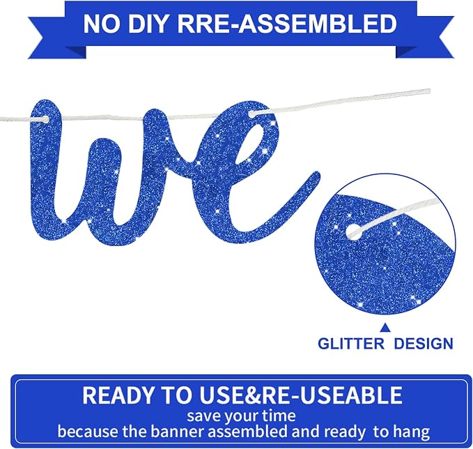 BEISHIDA Glitter Blue Good Luck We Will Miss You Banner Party Decor No DIY | - Image 3