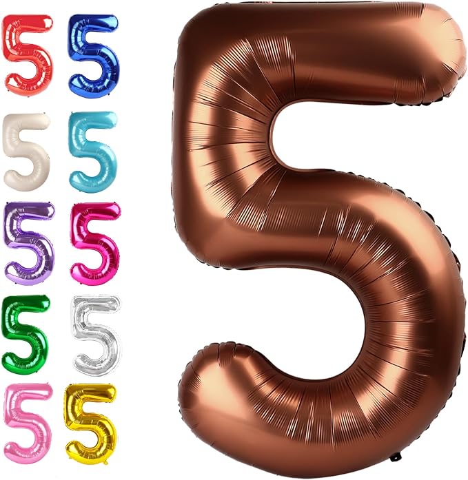Coffee Brown Number 5 Balloon 40 inch, Birthday Party Balloons Decorations | by Upgesy