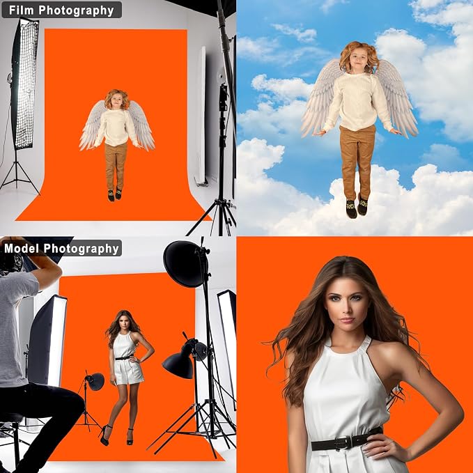Orange Photography Backdrop for Photoshoot, 8x10 FT | Versatile Studio Photo - Image 3