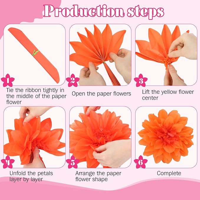 TaoBary Large Colorful Tissue Paper Flowers Giant Fiesta Paper Pom Poms - Image 4