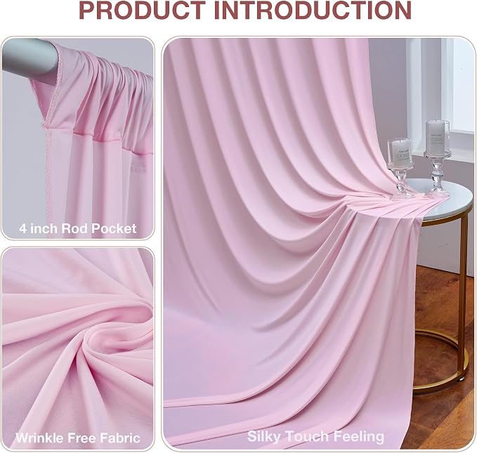 20ftx10ft Wrinkle Free Light Pink Backdrop Curtains - Image 3