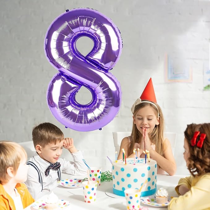 Purple Number Balloons, 40 Inch Purple Balloon 8.8 Helium Balloon 8th Birthday - Image 4