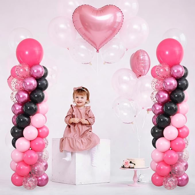 Hot Pink and Black Balloon Column Stand Kit Set of 2 - Image 6