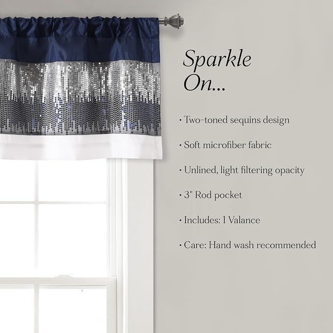 Lush Decor Night Sky Sequins Valance Curtain Single - Image 6