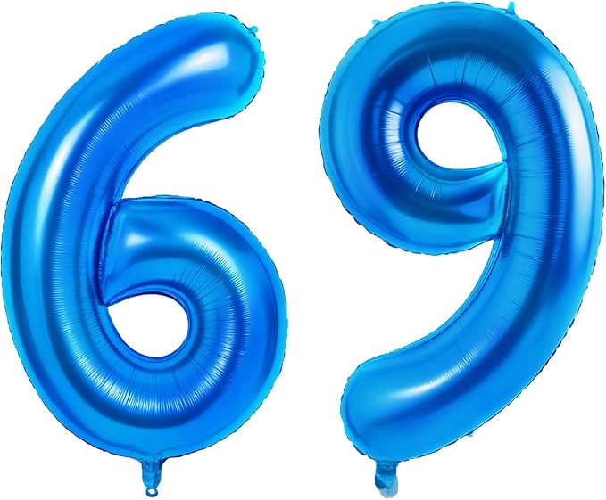 Number 69 Balloons for 69th Birthday Party Decorations, 0-100 Large No.69 by Joycard
