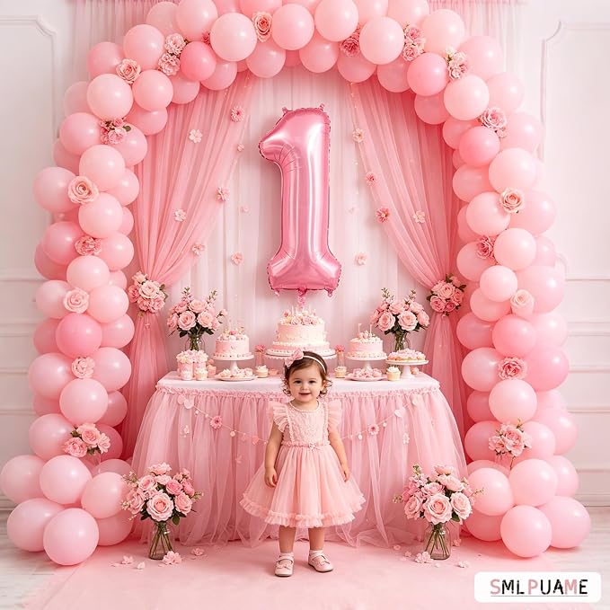 Pastel Pink 1 Balloon, 40 Inch Large Light Pink Foil Number Balloons, Self - Image 5