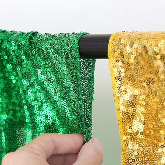 Poise3EHome Green Sequin Backdrop Curtains, 4 Panels 2FTx8FT Glitter Background - Image 4