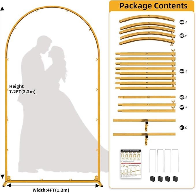 7.2 FT Wedding Arch Backdrop Stand - Image 2