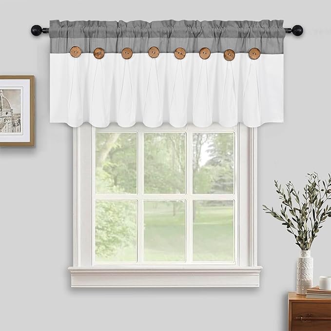 Farmhouse Valance Curtains, Boho Cotton Linen Kitchen Valance, Country Rod - Image 3