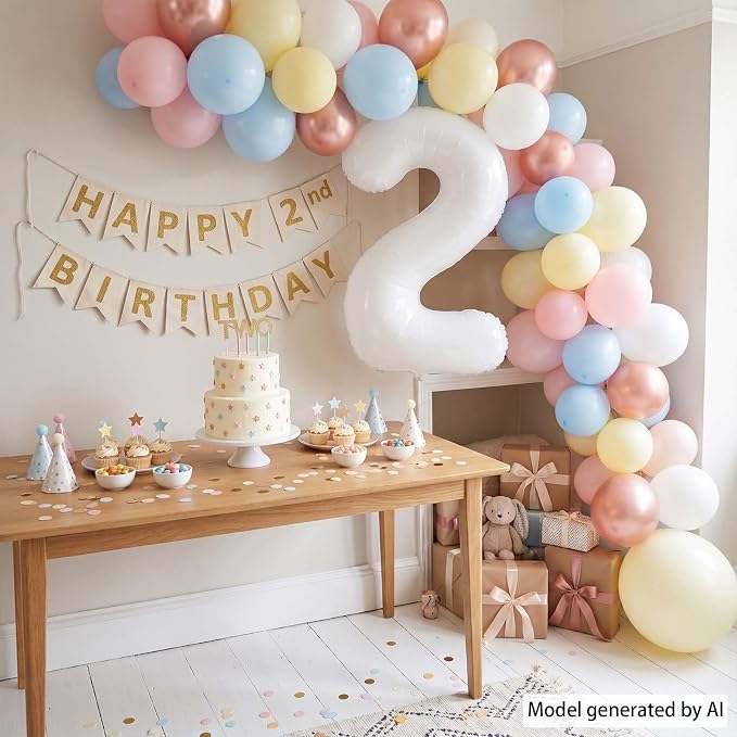 White Number 2 Balloon 40 Inch, Large Mylar Foil Two Balloon - Image 3