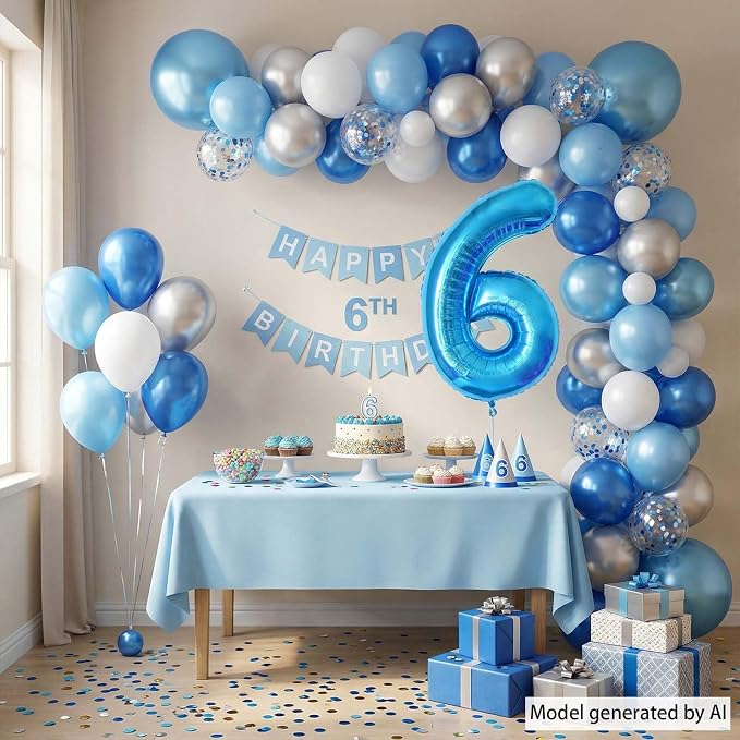 Light Blue Number 6 Balloon 40 Inch, Foil Numeral - Image 3