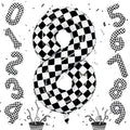 Foil 8th Birthday Number Balloon, Large Checkered Helium 8 Racing Balloons Decor by Isndare