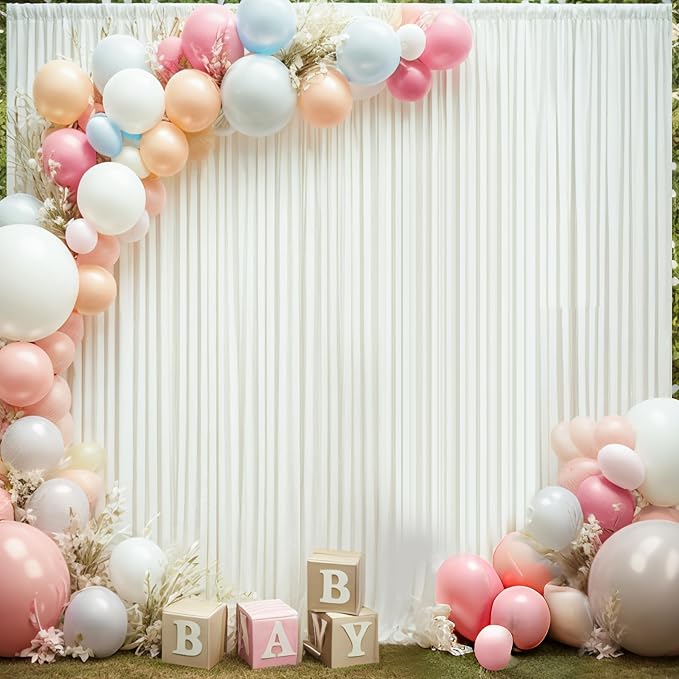 10×14ft Wrinkle Free Ivory Backdrop Curtain, Soft Silky Easy to Drape Cream - Image 5