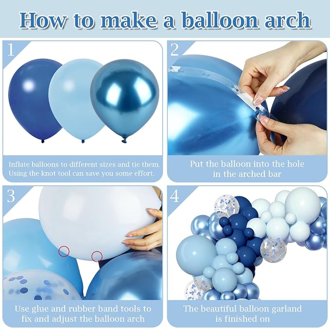 168pcs Blue Balloon Garland Arch Kit Different Sizes | 18 12 10 5 inch Latex / - Image 3