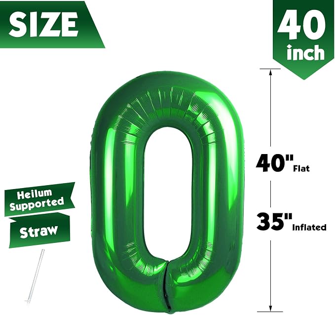 40 Inch Green Number 0 Balloon Birthday Party Decorations - Image 5