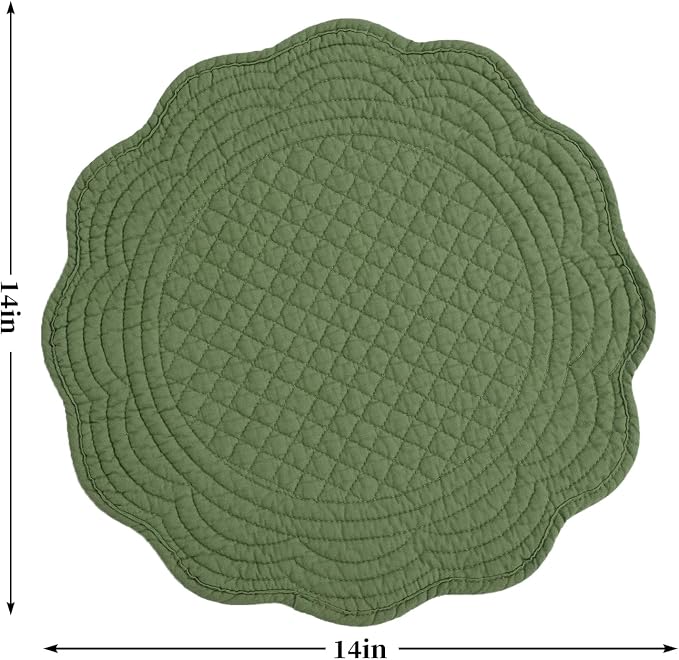 HOMBYS Quilted Placemats Set of 6 Washable Round Placemats - Image 2