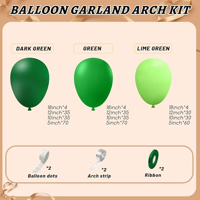 412pcs Green Balloon Garland Arch Kit, 18 12 10 5 inch Different Sizes Balloons - Image 2