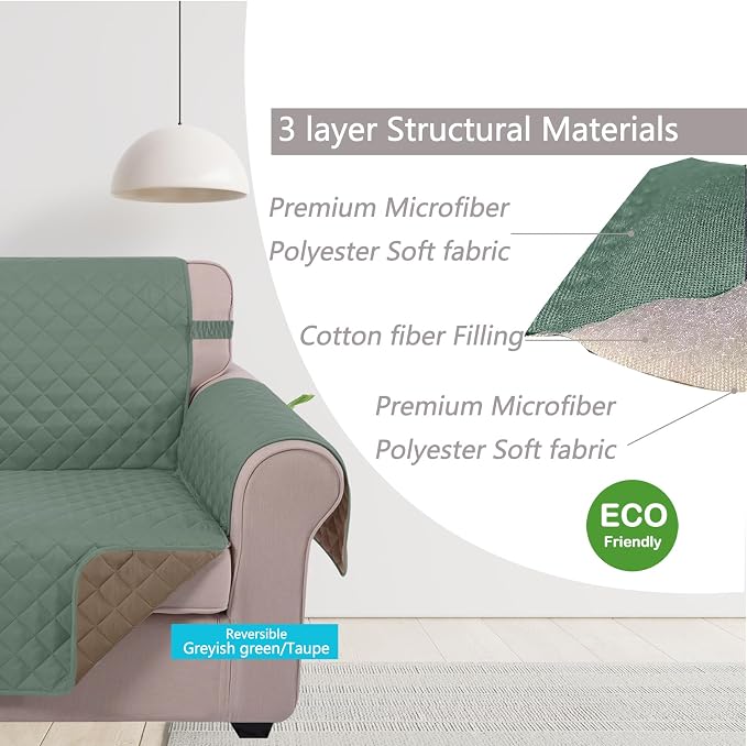 U-NICE HOME Reversible Recliner Chair Covers, Pet Friendly, Elastic Straps - Image 4