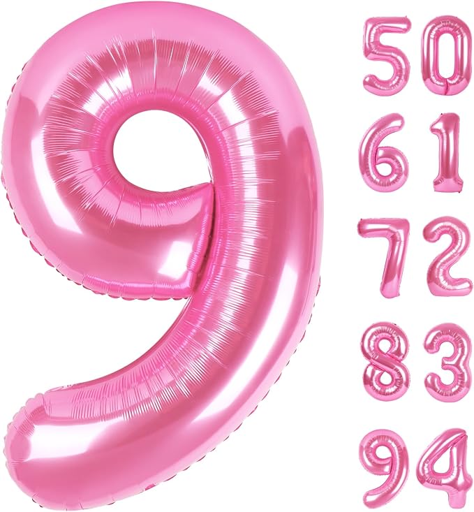 Pink 9 Balloon - Number Balloon 40 Inch, 9th Pink Birthday Decorations | Large by IWERP