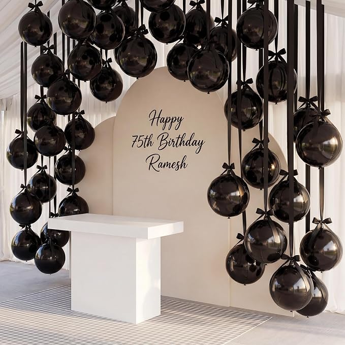 20 Pcs Metallic Black Foil Balloons Giant 22 Inch 4d Round Metallic Balloons by Unknown