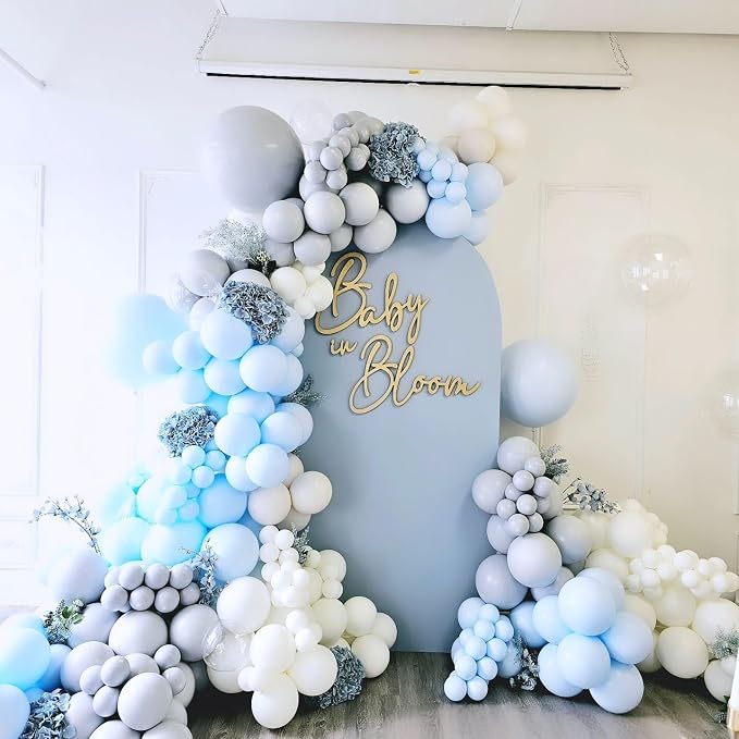 Double Stuffed Pastel Blue Balloons Different Size 115Pcs 5/10/12/18 Inch - Image 7