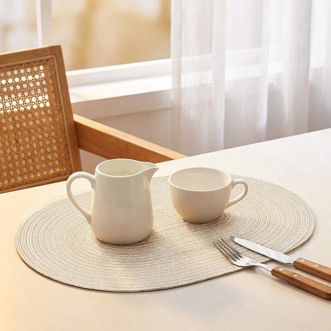 Placemats Set of 6, Woven Oval Braided Dining Table Mats | 12 x 17.5 Inch Size - Image 5