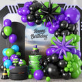 Black Purple Green Balloon Arch Kit, Star Foil Balloons by Sowide