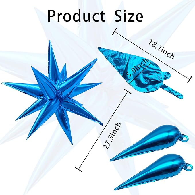 Blue Balloons Foil Star Ballons Explosion Mylar Baloons Large Spike Balloon - Image 7