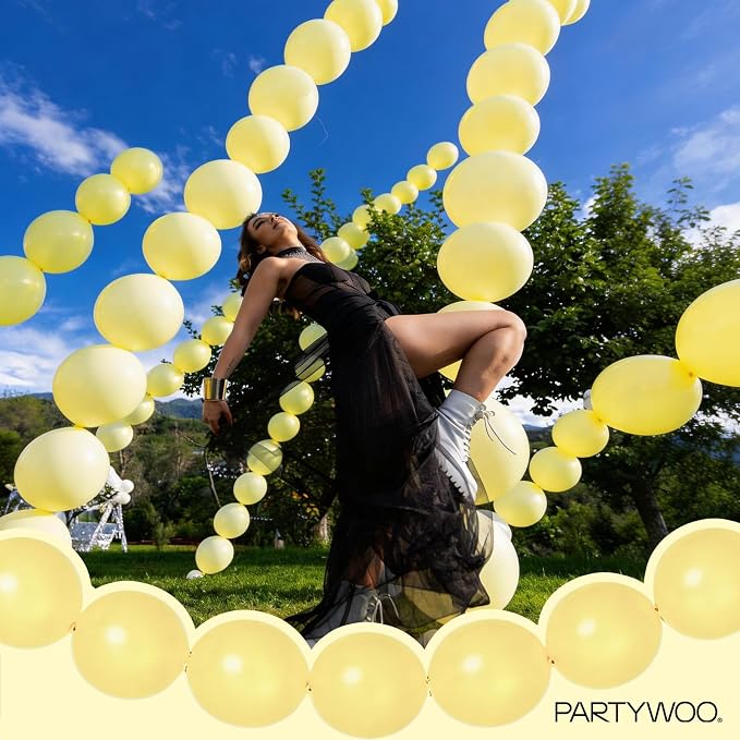 PartyWoo Pastel Yellow Linking Balloons 100pcs 6 Inch Yellow Link Balloons | - Image 7