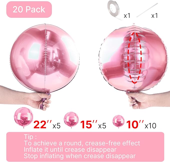 PartyWoo Pearl Large Giant Foil 4D Balloons 20pcs Different Sizes | 22 15 10 - Image 4