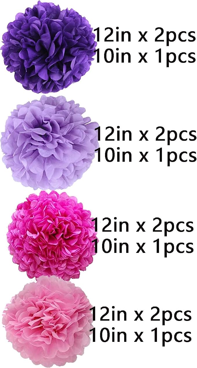 We Moment Purple Pink Tissue Paper Pom Poms - Image 2