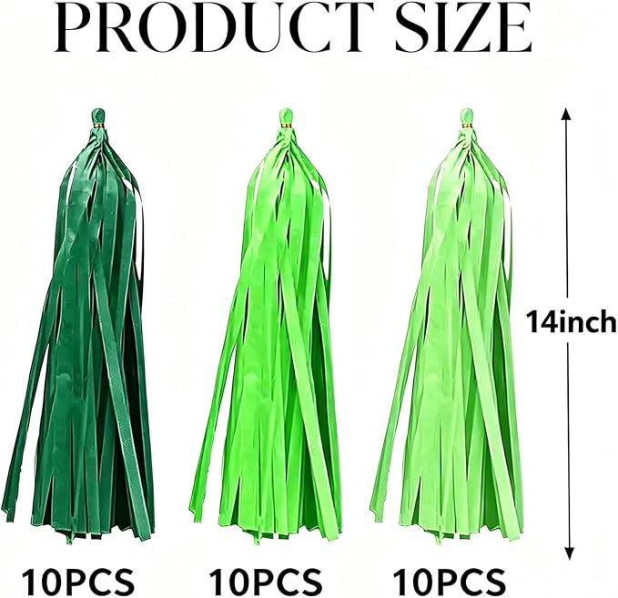 Green Gradient Tissue Paper Tassels 30pcs, Adding Festive Whimsy to Any - Image 2