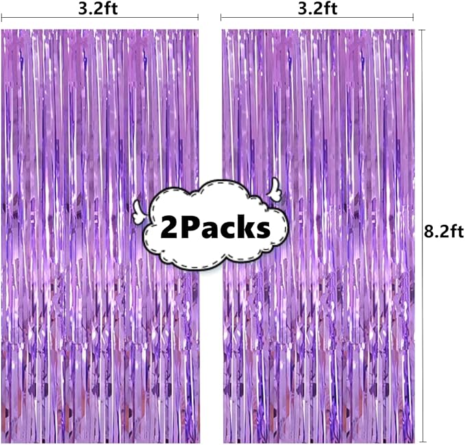 Shiny Light Purple Fringe Curtain - Image 3