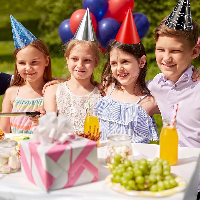 Watersay 24 Pcs Themed Party Hats Theme Cone Paper Hats - Image 5