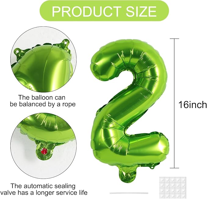 TONIFUL 16 Inch 10 Pcs Light Green 0-9 Birthday Number Balloons | Small Custom - Image 2