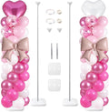 Skylety 2 Sets Pink and White Balloon Column Stand Kit Adjustable Pink White by Skylety
