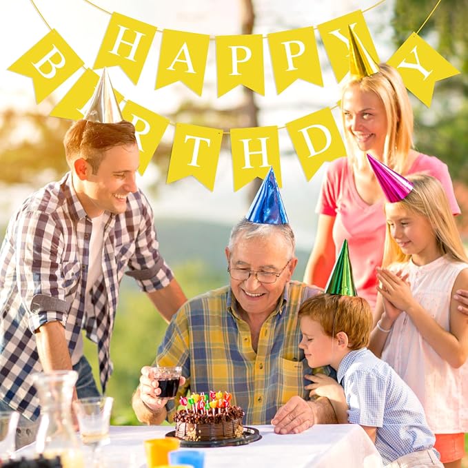 Yellow Happy Birthday Banner Sign - Image 4