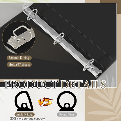 8 Pcs 11 x 17 Inch 3 Ring Binders 2 Inch Rings Heavy Duty View D Ring Binders Economy Holds 11" x 17" Paper for Artwork Blueprints, Office, Home, Work Places(Black)