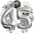 45th Birthday Decoration Silver Number 45 Balloon Set Black & gray Star Foil by Unknown