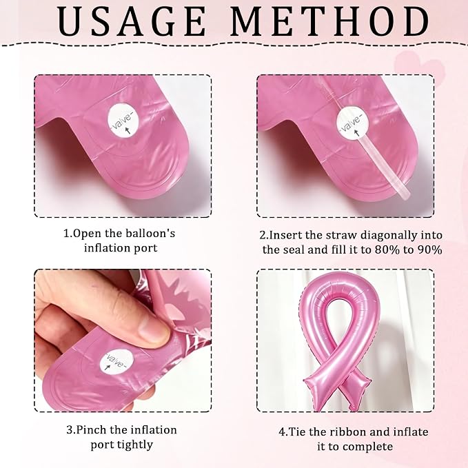 Pink Breast Cancer Awareness Ribbon Balloon Ribbon Shaped Foil Balloons | 42'' - Image 3