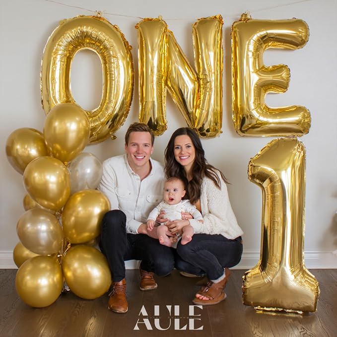 AULE 40 Inch Gold U Balloon Letter Foil A-Z Birthday Big Alphabet | Birthday - Image 3
